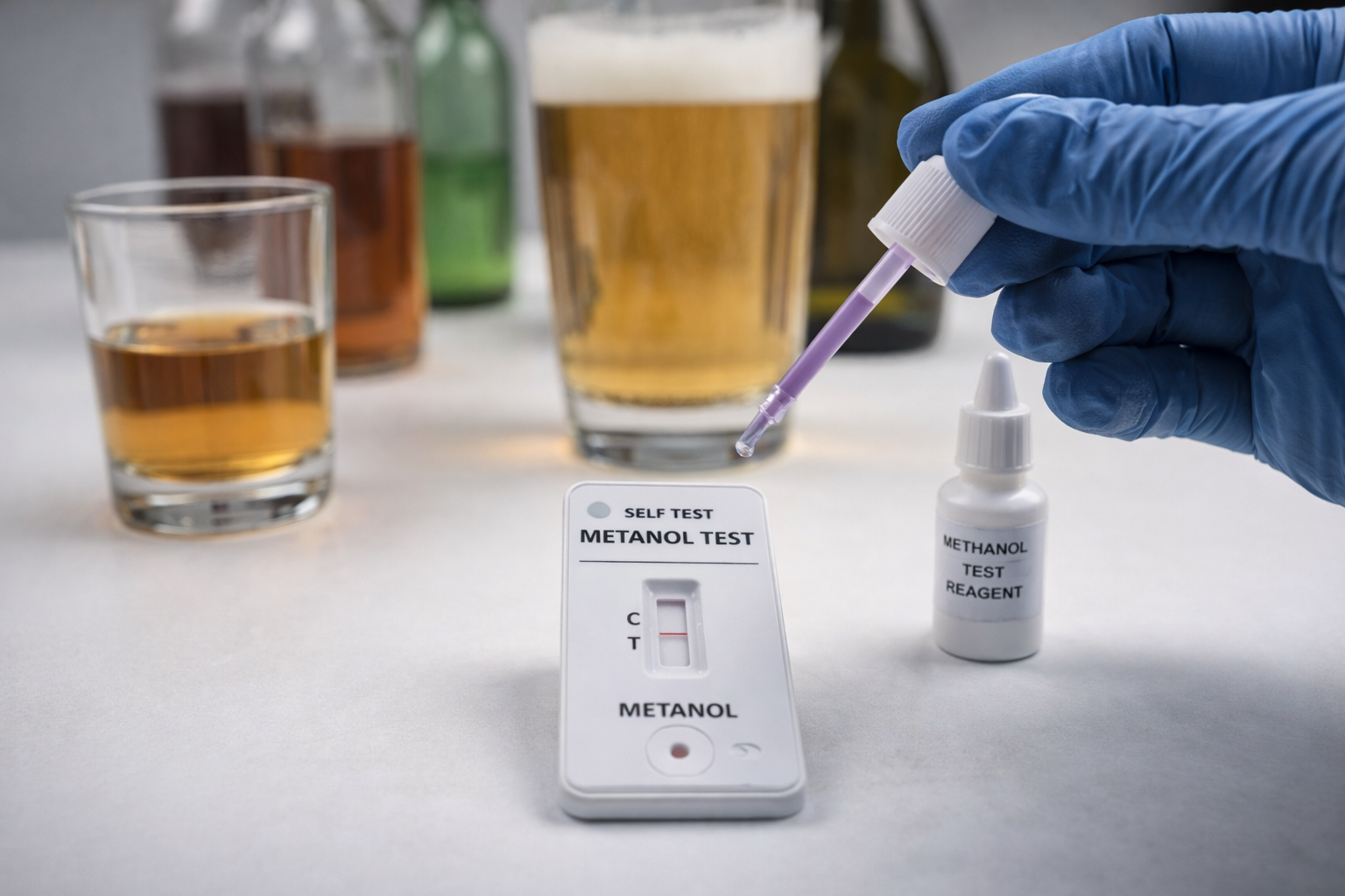 Teste para metanol em bebidas alcoolicas