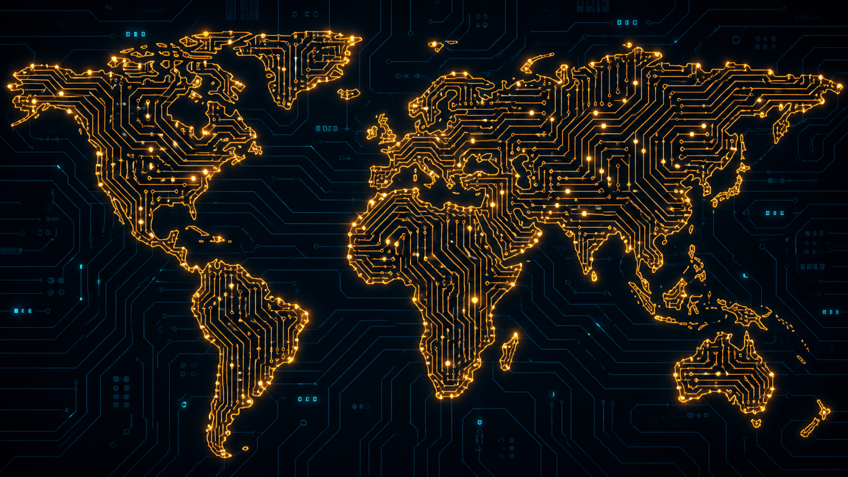 Representação de inteligência artificial como circuito eletrônico simbolizando o controle tecnológico sobre a democracia