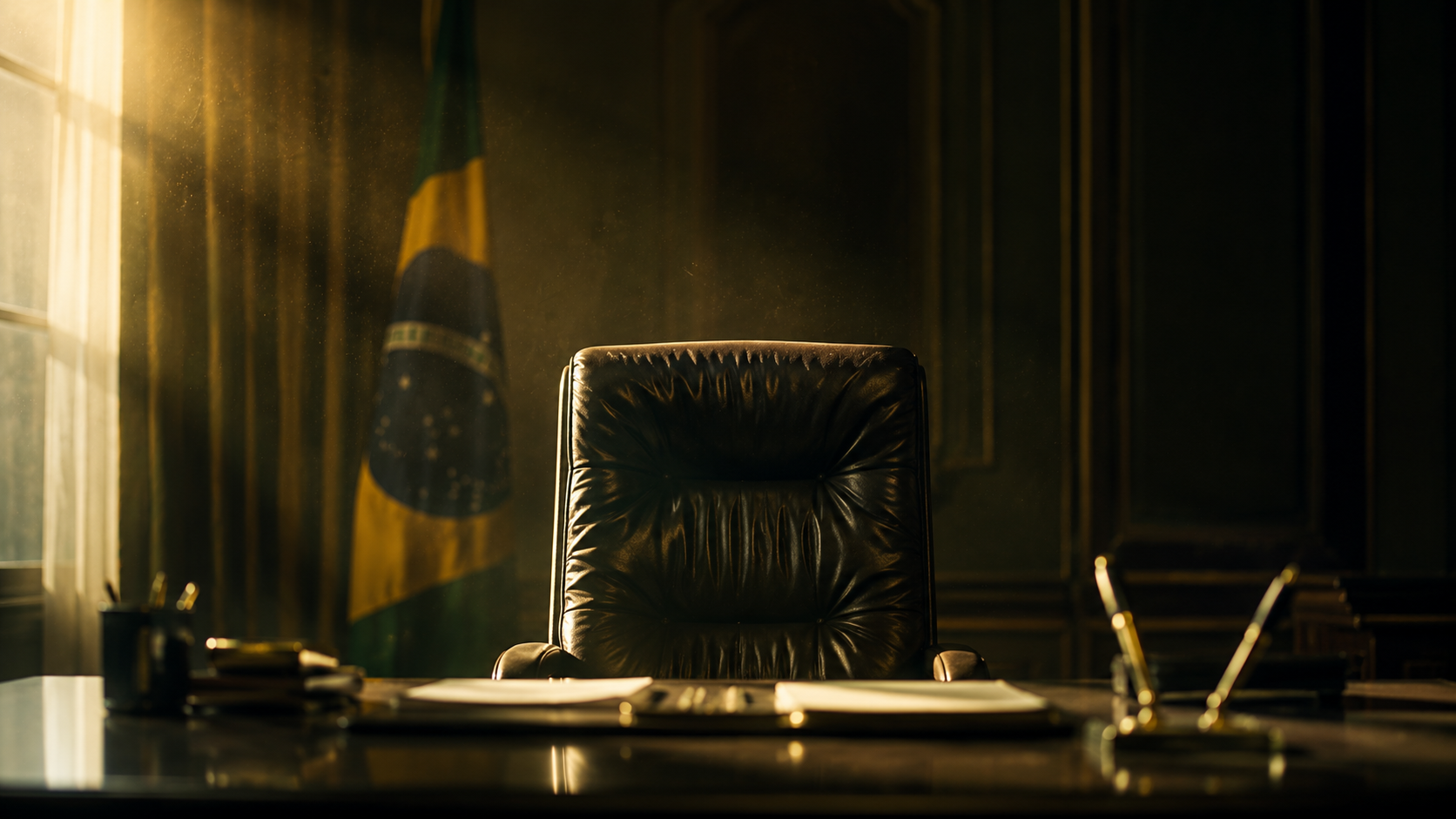 Cadeira vazia em gabinete político simbolizando indecisão do PT sobre candidato em Minas Gerais