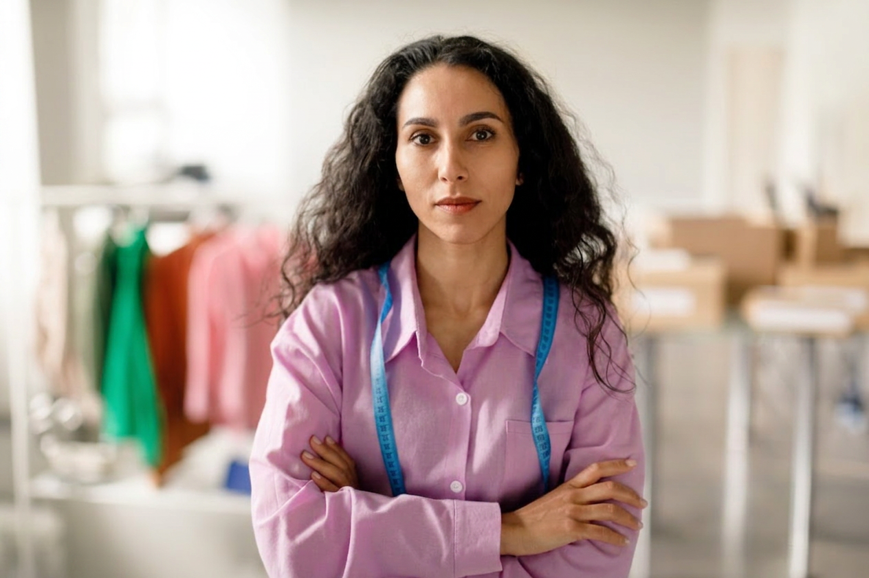 Jovem empreendedora organizando produtos em comércio próprio, representando o crescimento do MEI em Minas Gerais.