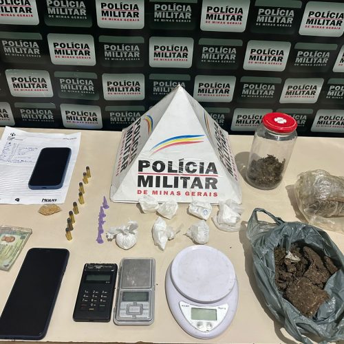 Suspeito é preso em Bocaiuva por tráfico de drogas e posse ilegal de munições durante operação da Polícia Militar